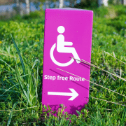 No steps sign for group activities suitable for people with disabilities. Credit Yomex Owo