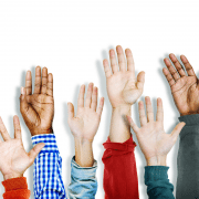 Hands raised in air as part of Have You Ever variation