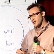 Simon Sinek presenting his TED Talk Start By Asking Why