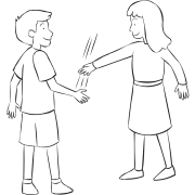 Two people playing playful partner game called Snoopy & Red Baron tag