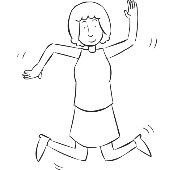 Woman jumping in the air as part of the interactive energiser activity I've Got the power stretch