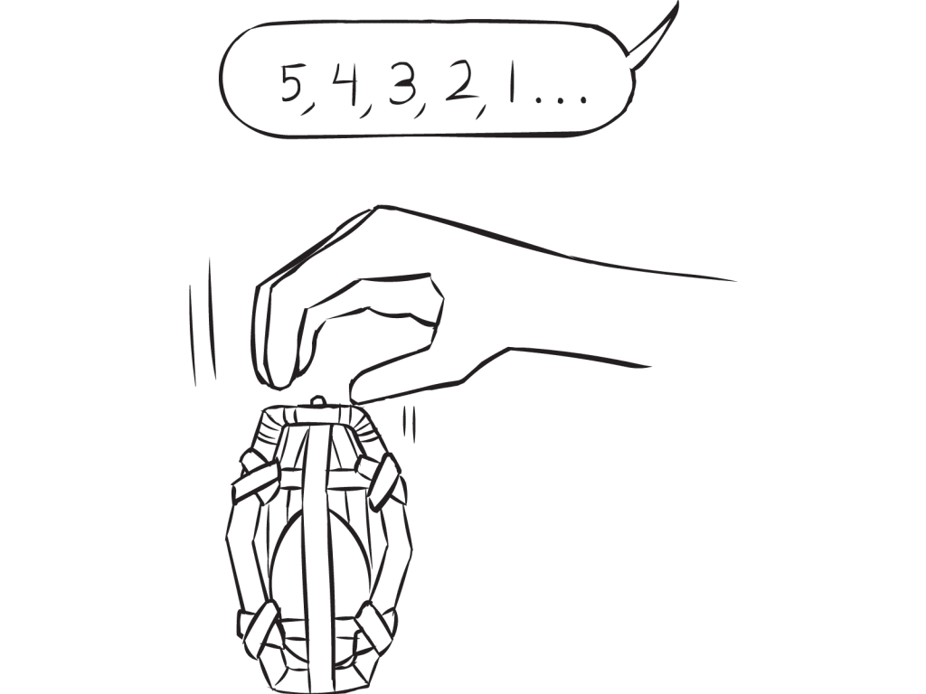 Countdown with hand dropping a vehicle containing an egg, as seen in the Great Egg Drop team-building challenge