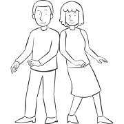 Two people leaning to the side of each other walking forward as part of partner trust exercise called Lean Walk