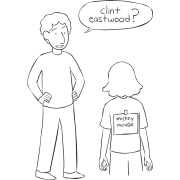 Two people playing the fun guessing game of Who Am I?