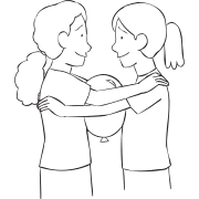 Two people with a balloon pressed between their bodies playing exciting partner challenge Fire In The Hole