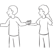 Two people in a circle with hands on top of their partners playing Down By The Banks rhythmic circle game