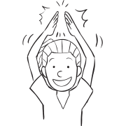 Woman clapping her hands above her head in fun partner energiser of One-Two-Three