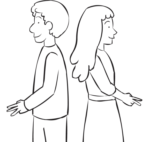 Two people playing partner sharing activity Back to Back