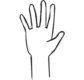 One hand with outstretched fingers, as seen in Fist to Five debrief