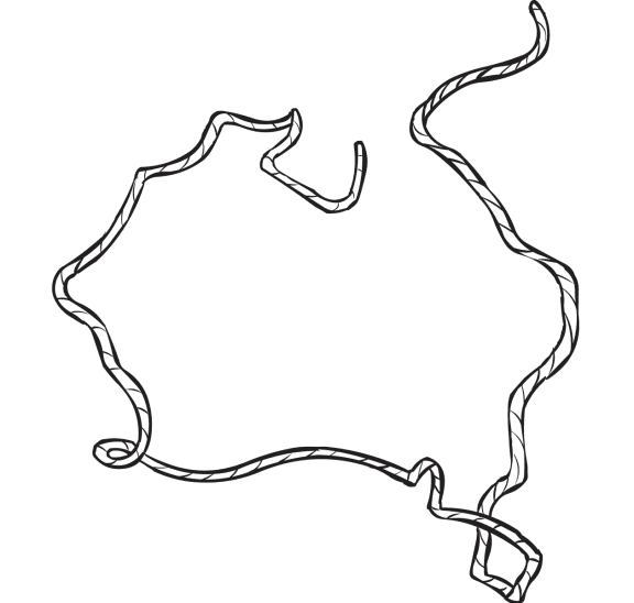Rope configured to represent map of Australia, as seen in creative team-building exercise Map Making