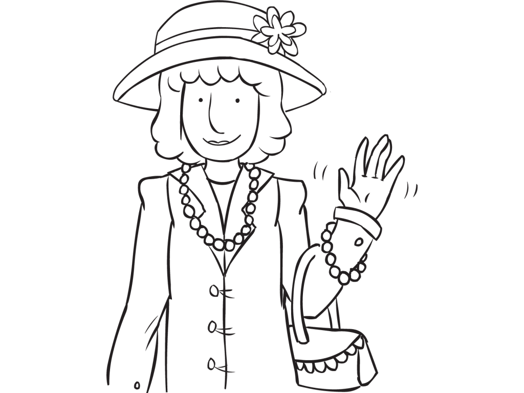 Woman dressed up in fancy clothing, as seen in playful group game called Dress Me Ups