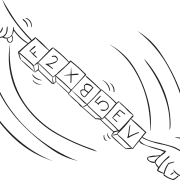 Set of wooden blocks in a line held together by two sets of fingers in Skyscraper Tower team problem-solving activity