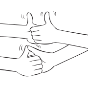 Two sets of hands gripped in a fun Thumb Wrestling fun partner energiser