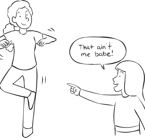 Two people playing creative icebreaker game called That Aint Me Babe