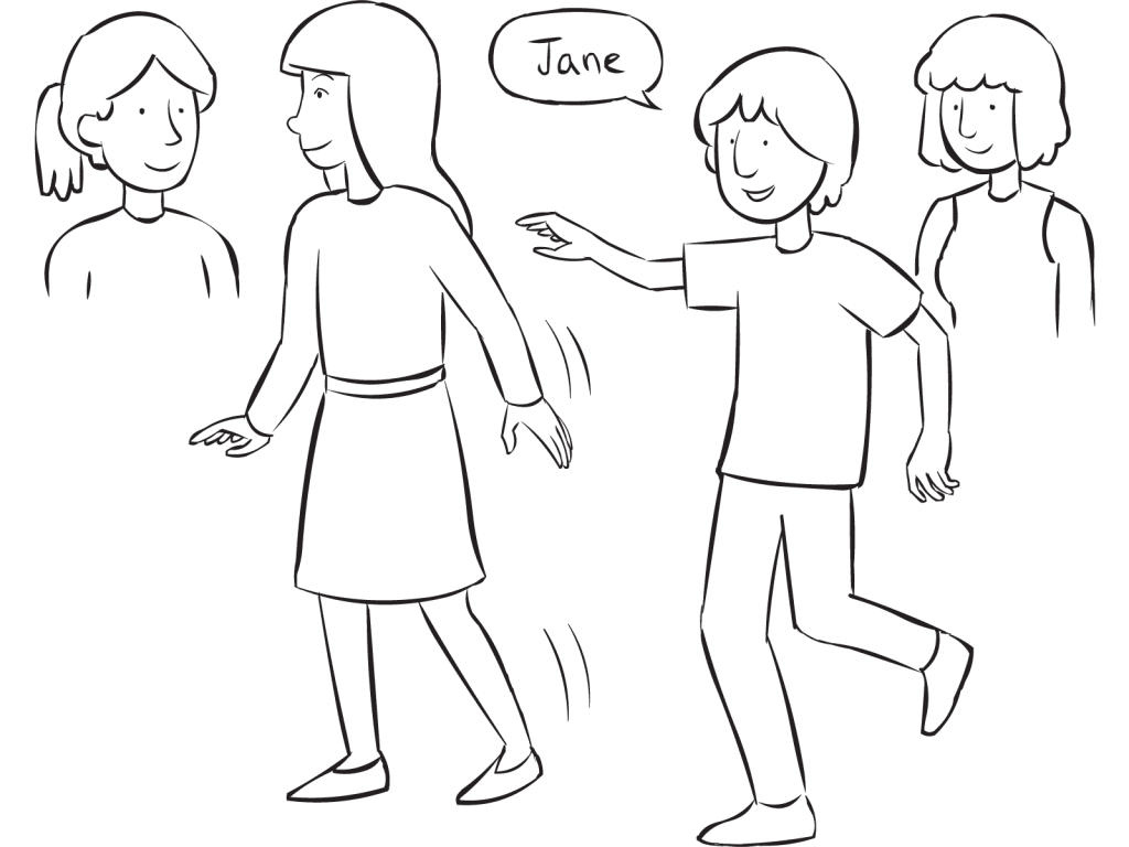 Group of people playing fast-paced name game called Turbo Name-Game