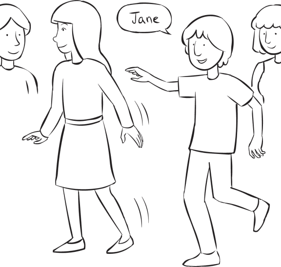 Group of people playing fast-paced name game called Turbo Name-Game