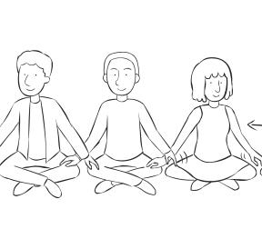 People sitting in circle playing quick group energiser Knee Impulse tapping hands on their neighbour's knees