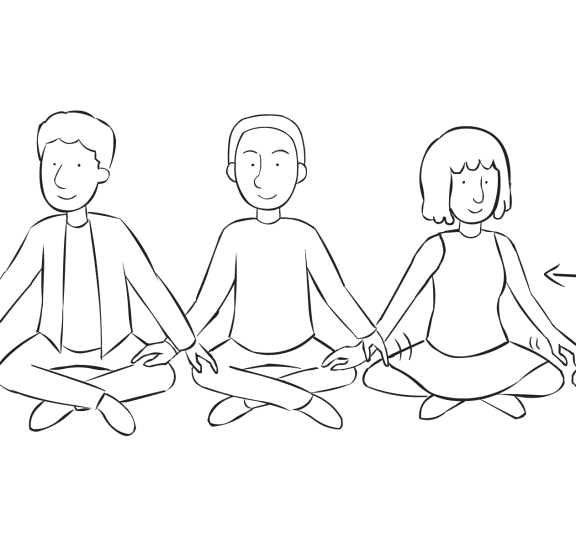 People sitting in circle playing quick group energiser Knee Impulse tapping hands on their neighbour's knees