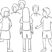 Large group moving quickly in enclosed area, as part of hilarious group energiser Mission Impossible