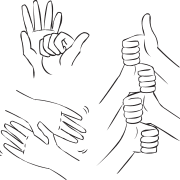 Three images of several hands involved in quick energetic icebreaker called Five Handshakes In Five Minutes