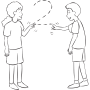 Two people drawing and tracing the number 2 in the air, as part of fast-paced energiser game Space Counting