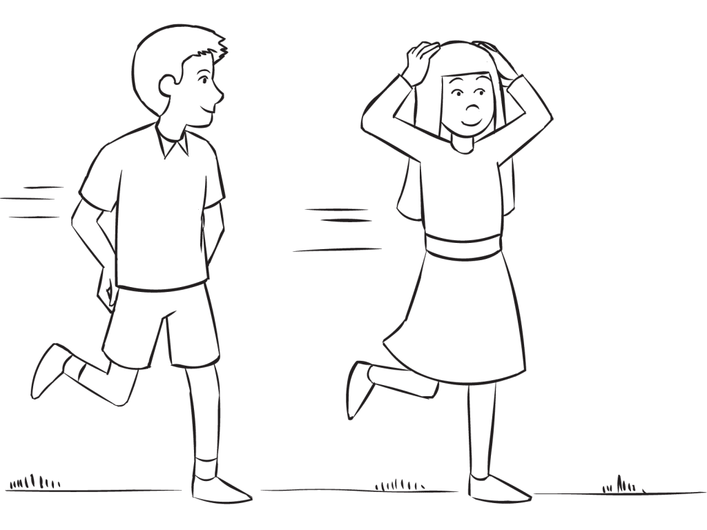 People playing active tag game Head-Butt Tag