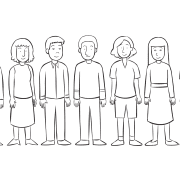 People standing in a line, as the starting point of memory challenge game Quick Shuffle