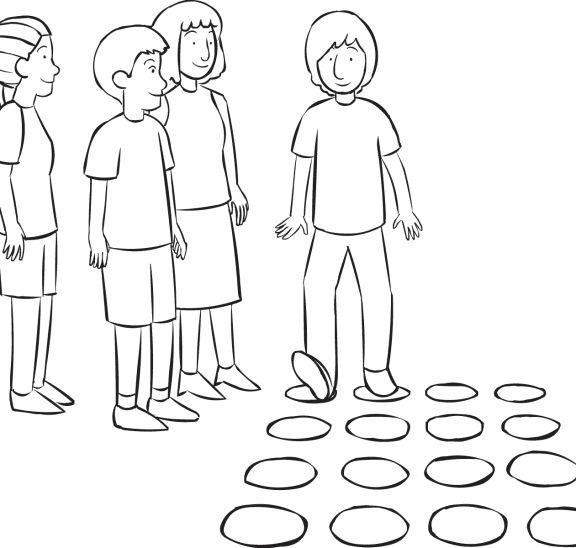 The maze is a team problem-solving activity where groups navigate a mystery maze.