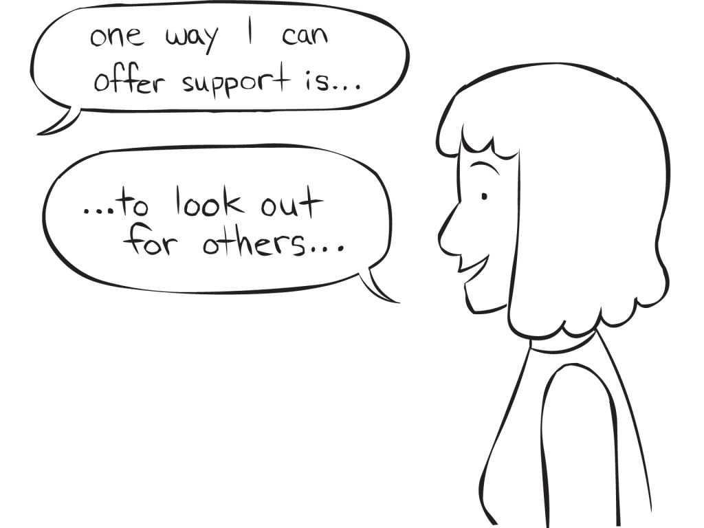 Woman reflecting on her experience as part of structured reflection activity Fill The Gap