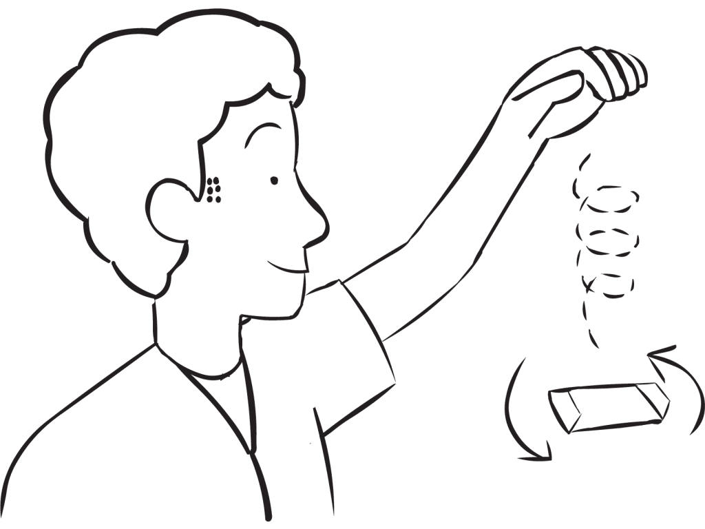 Man demonstrating the flight of a Tumblewing Glider unique paper-plane activity