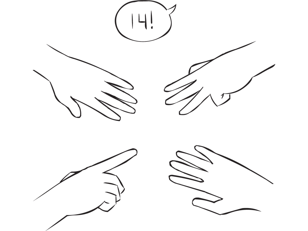 Four hands with outstretched fingers involved in interactive partner energiser called Your Add as also featured in Around The World