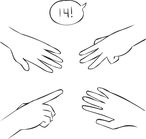 Four hands with outstretched fingers involved in interactive partner energiser called Your Add as also featured in Around The World