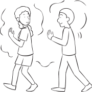 Two people moving quickly in a fun partner tag game called Walk Tag