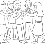 Small group spotting a man with eyes closed from hitting the ground as part of powerful trust-building exercise called Wind In The Willows