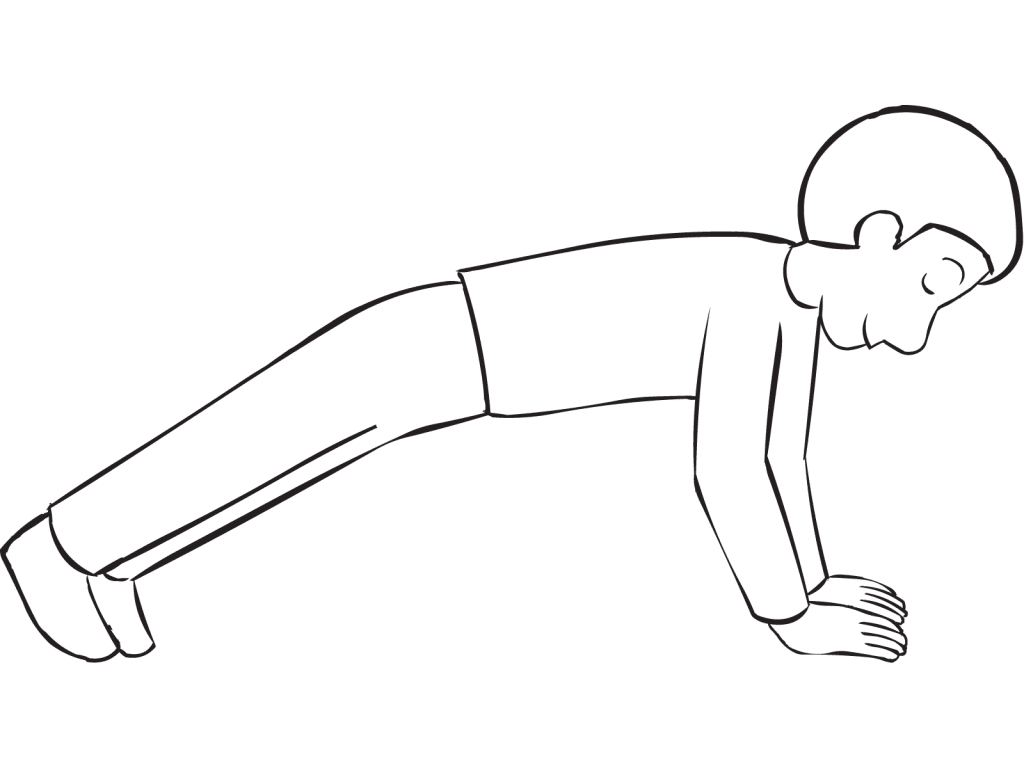 Man doing a push-up with eyes closed, as seen in team problem-solving challenge Popsicle Push-Up