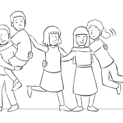 Small group of people working together to cross an area in collaborative team challenge Four Pointer