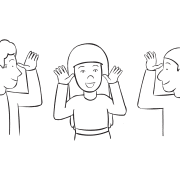 Three people playing a quick circle game using their hands as Antlers on heads