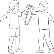 Two people holding hands and passing a hula hoop as seen in active circle challenge called Circle The Circle