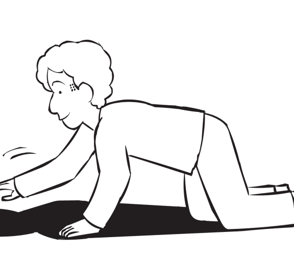 Man crawling on hands and knees attempting to catch an Elusive Shadow quick active energiser