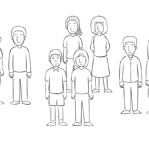 Several groups of pairs separated from one another, as the result of using a fun Getting Into Pairs fun partner-matching strategies