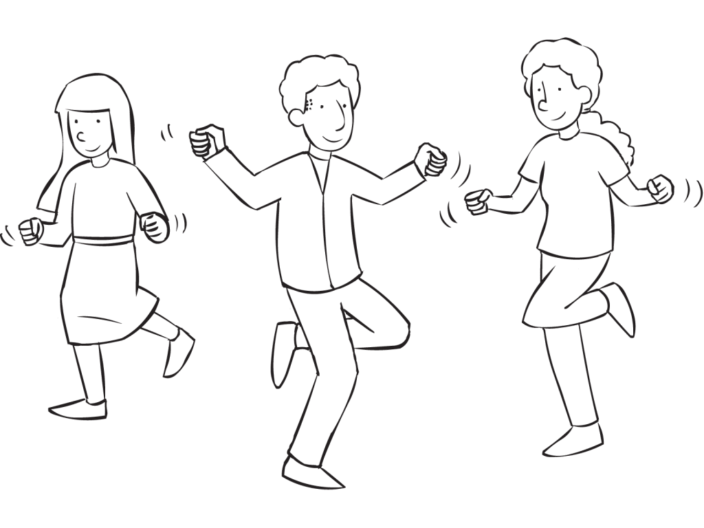 People moving their bodies as if they were Skipping Rope in fun no-prop energiser game