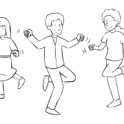 People moving their bodies as if they were Skipping Rope in fun no-prop energiser game