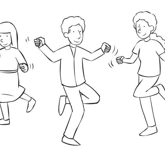 People moving their bodies as if they were Skipping Rope in fun no-prop energiser game