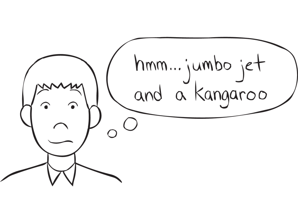 Man looking puzzled as he tried to work out The Story game as part of fun group storytelling game