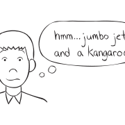 Man looking puzzled as he tried to work out The Story game as part of fun group storytelling game