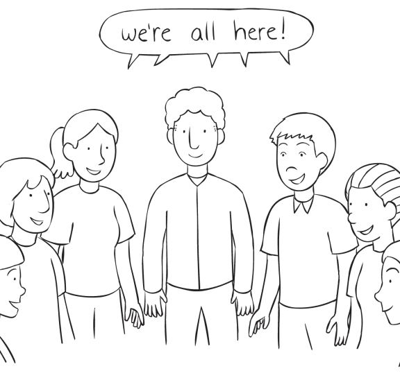 People standing in a circle playing quick energiser game Perfect Circle