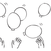 Balloons being kept afloat by group of hands, as featured in high-energy group challenge Frantic