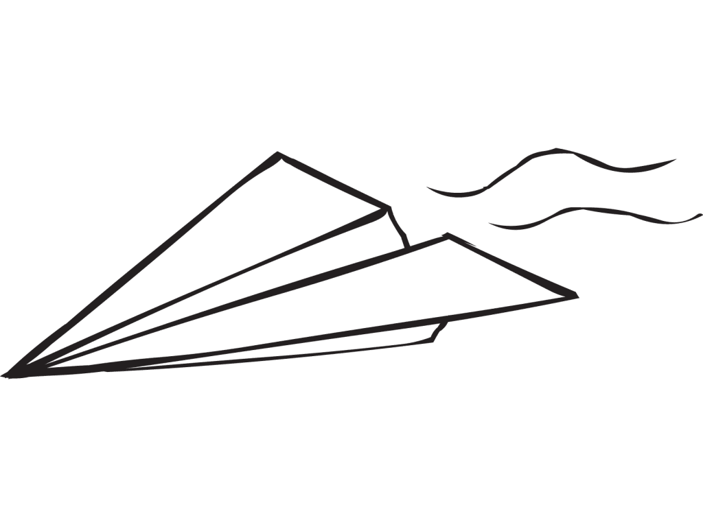 Paper plane flying through air as part of paper aeroplane challenge to fold Mystery Aeroplane design