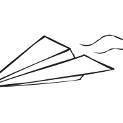 Paper plane flying through air as part of paper aeroplane challenge to fold Mystery Aeroplane design