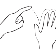 Two hands in series of movements as featured in the pattern observation game Johnny Oops